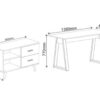 Dimensions bureau design pour ado