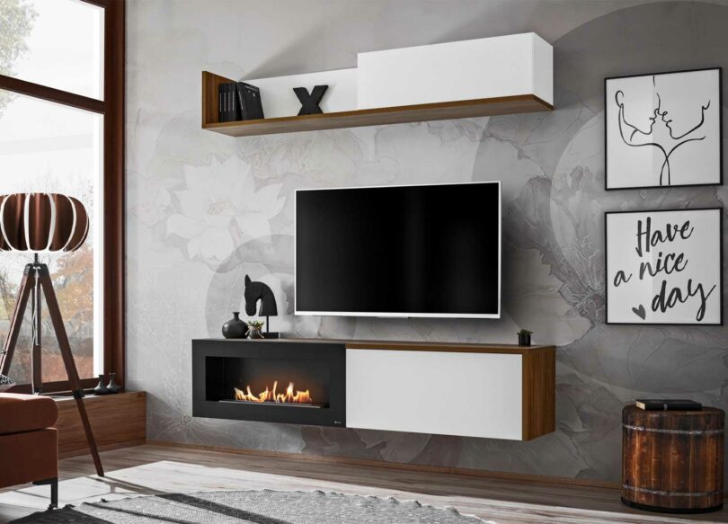 Ensemble tv avec cheminée