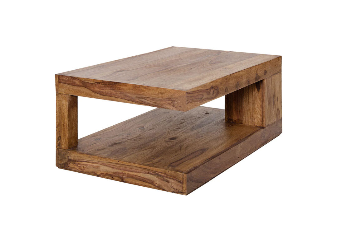 Table basse carrée en bois de sesham massif foncé