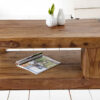 Table basse carrée en bois de sesham massif foncé