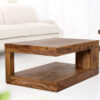 Table basse carrée en bois de sesham massif foncé