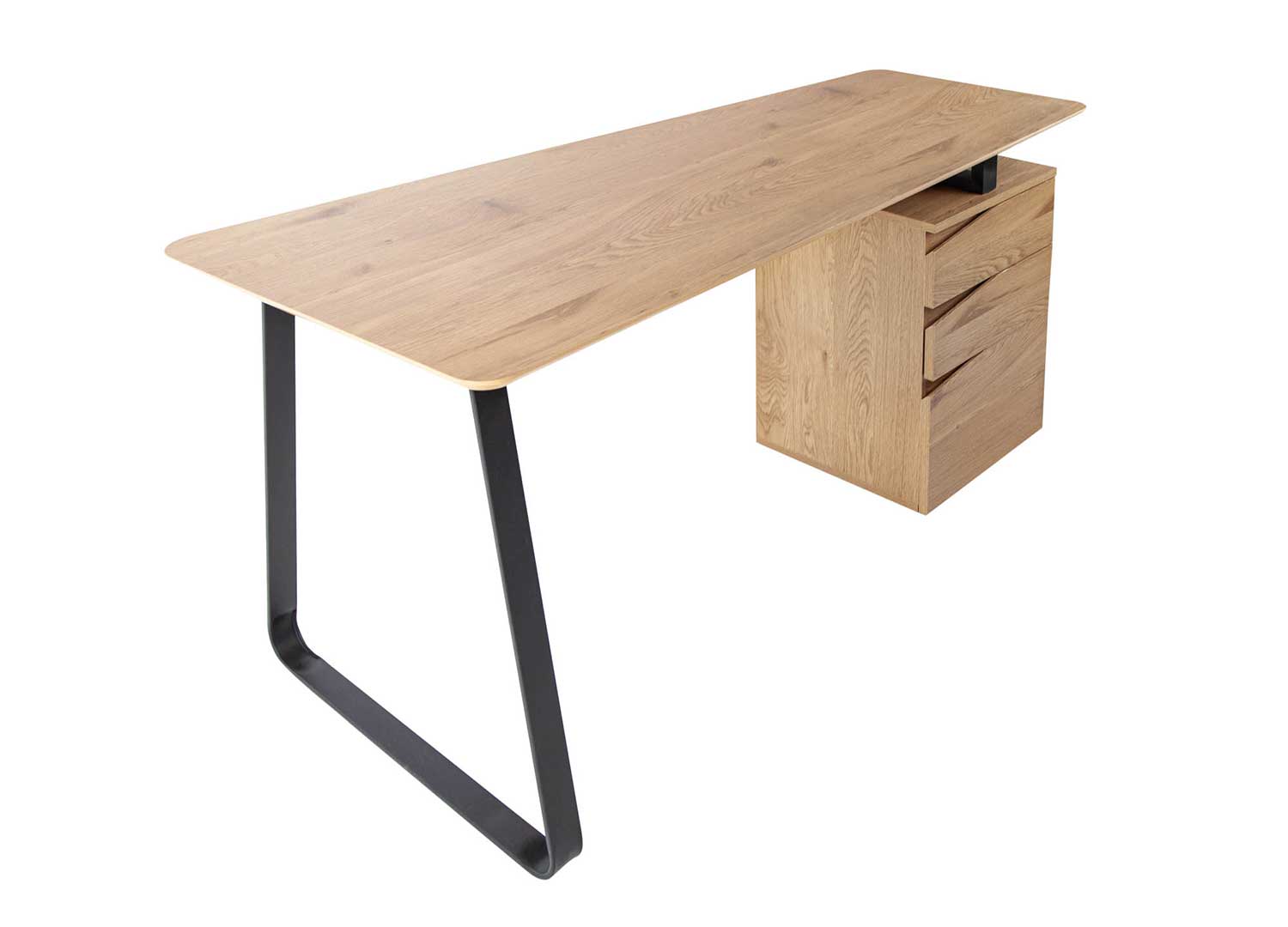 Bureau avec retour ABSOLU - 160 cm - Pieds bois - Chêne structuré