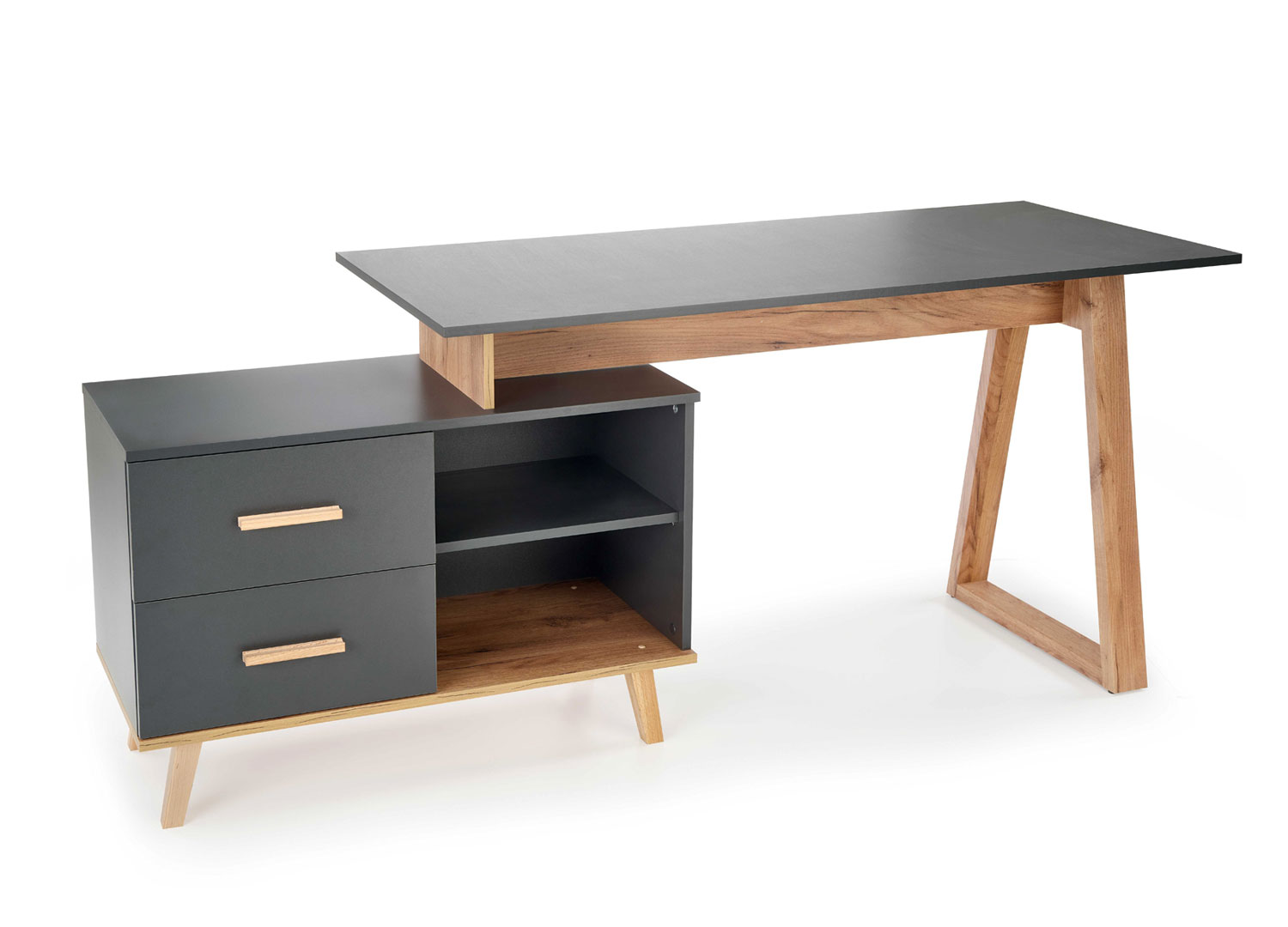 Bureau Gris Anthracite Design et Bois avec rangements - STAND