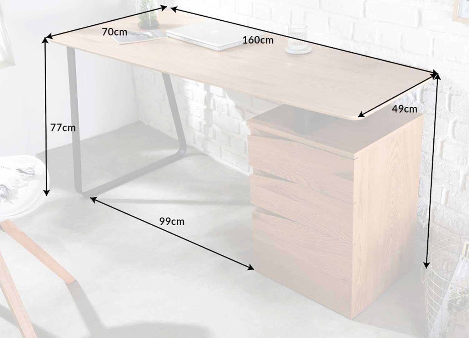 dimensions du bureau en bois