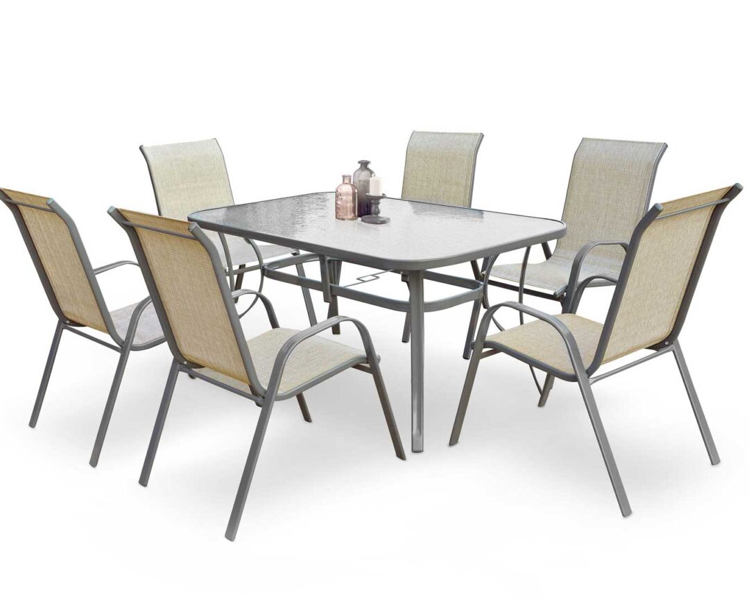 ensemble table de repas et 6 chaises de jardin