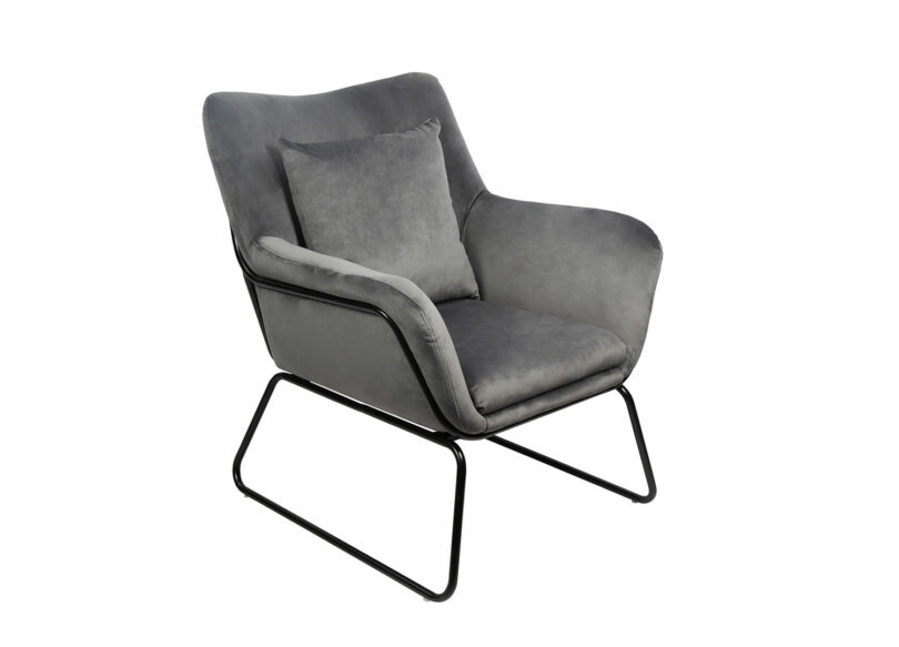 fauteuil confortable en velours gris