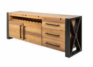 buffet de 195 cm en bois de pin style industriel