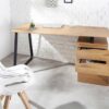 bureau moderne aspect bois et pied métal noir