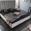 lit pour adulte en velours gris