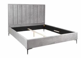 lit avec tête de lit pour adulte en velours gris