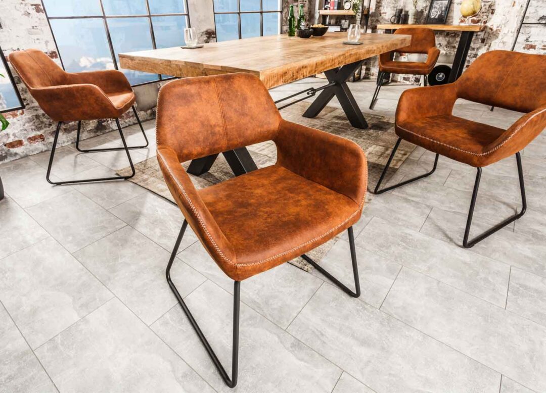 lot de 2 chaises vintage brun antique