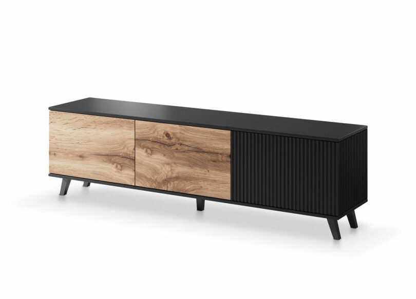 meuble tv avec rangement aspect chêne