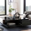 table de salon design noir laqué brillant