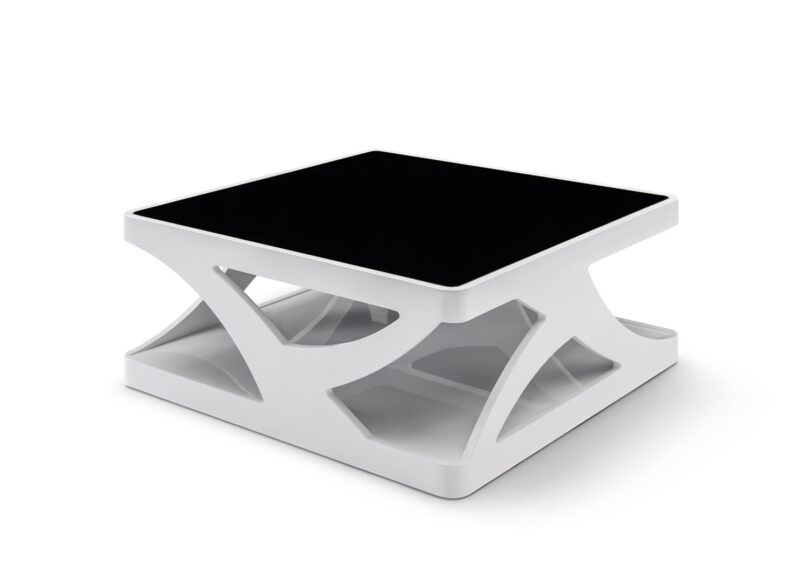 table de salon 90 cm blanche et noir