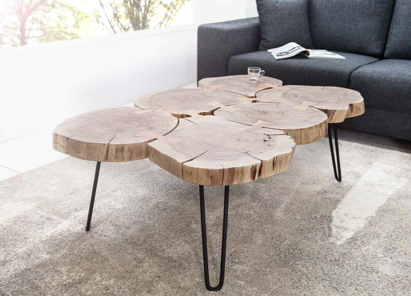 table de salon en bois d'acacia