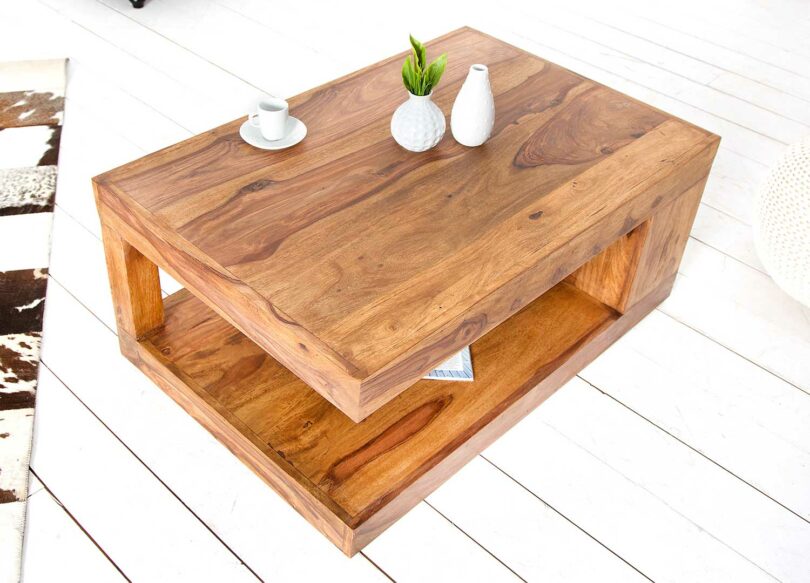 table basse 90 cm en bois de sesham