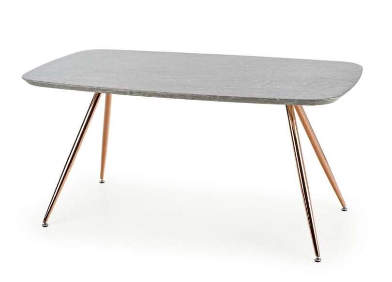 table de repas 160 cm plateau aspect marbre gris