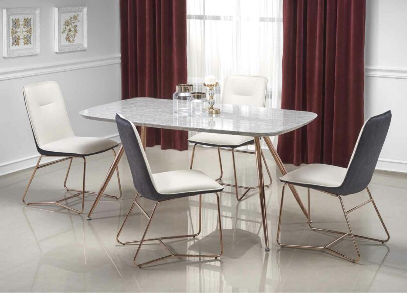 table de repas moderne pas cher aspect marbre