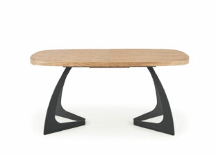 table de repas extensible aspect chêne et métal noir