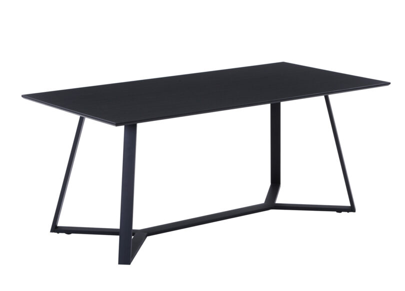 table de repas 180 cm plateau gris foncé et cadre métal noir