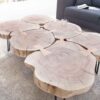 table basse avec 6 rondins en bois massif