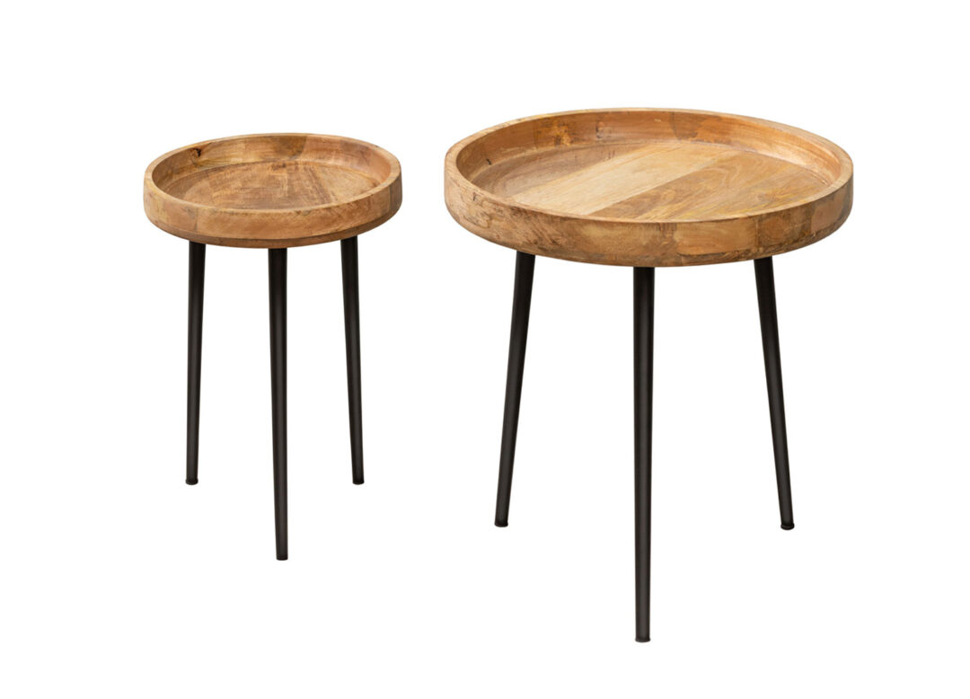 2 tables d'appoint en bois de manguier pas cher