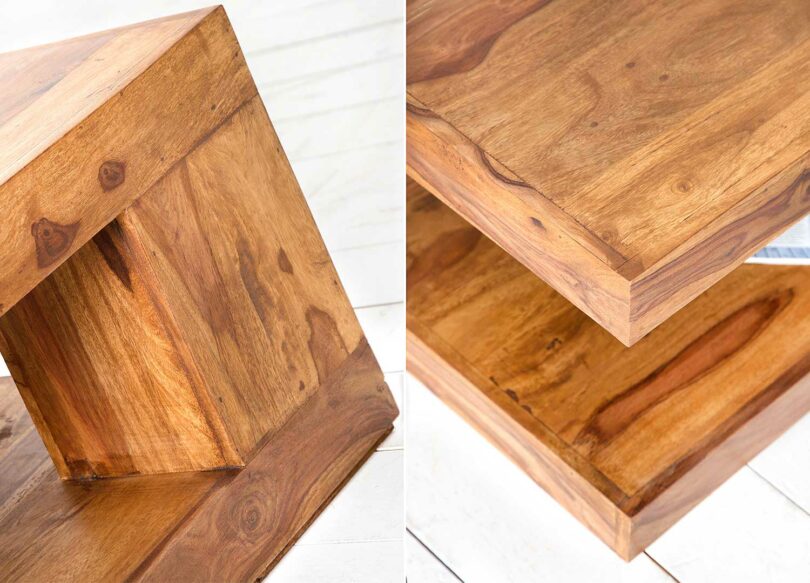 zoom sur le bois de la table basse