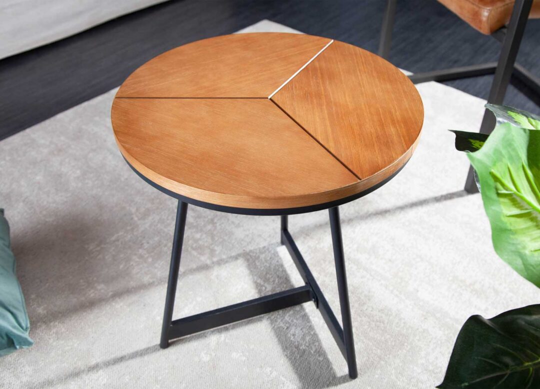Table d'appoint bois et métal noir