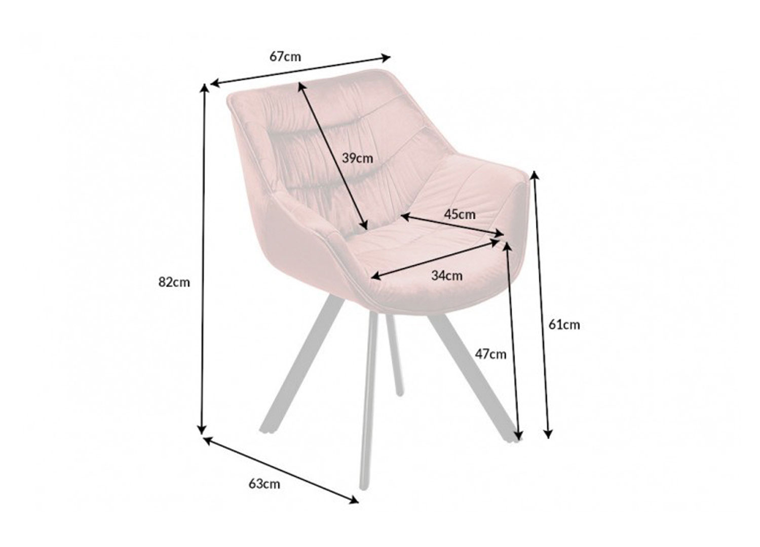 Dimensions de la chaise en velours