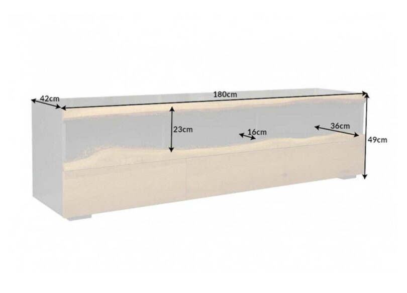 Dimensions du meuble tv bois et gris mat