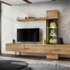 Ensemble tv mural en bois style industriel