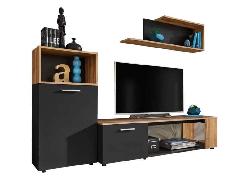 Ensemble tv bois et noir