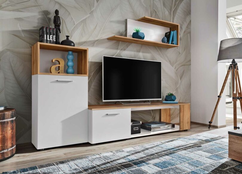 Ensemble tv bois et blanc