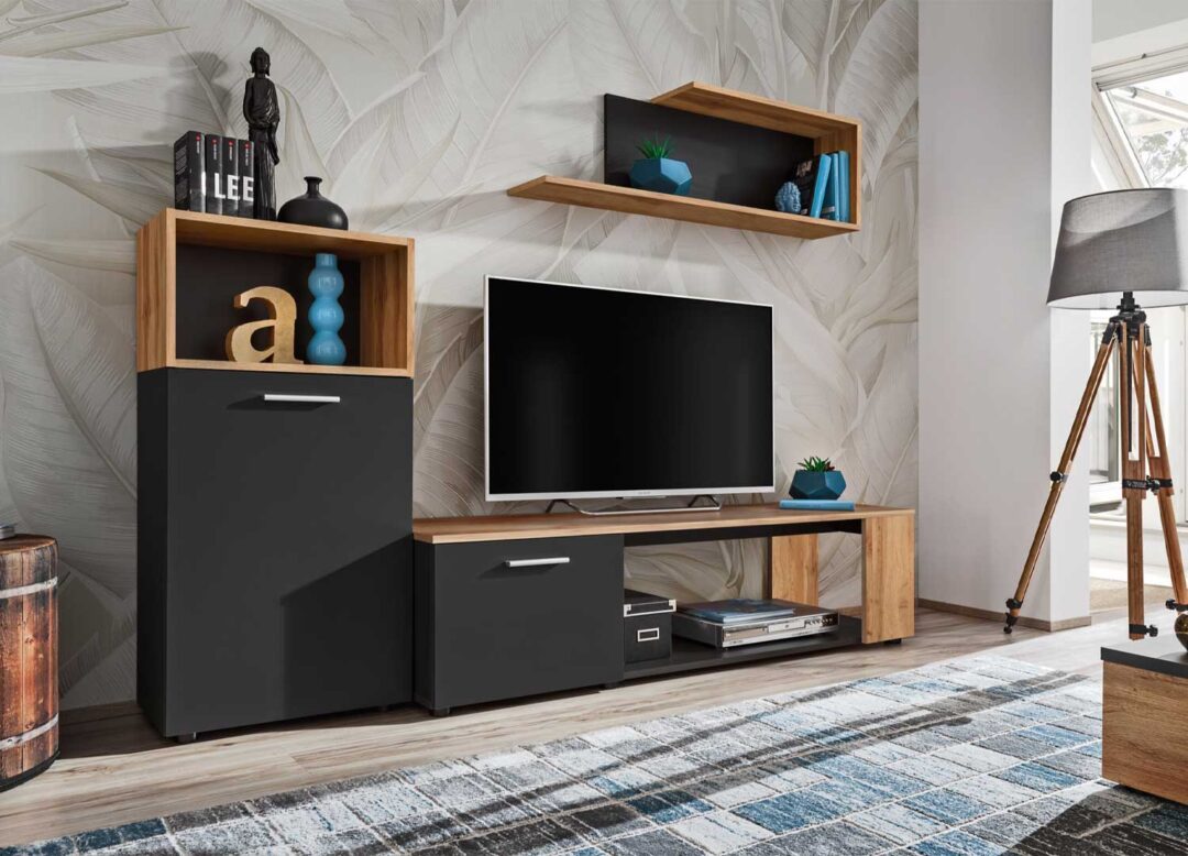 Ensemble tv bois et noir