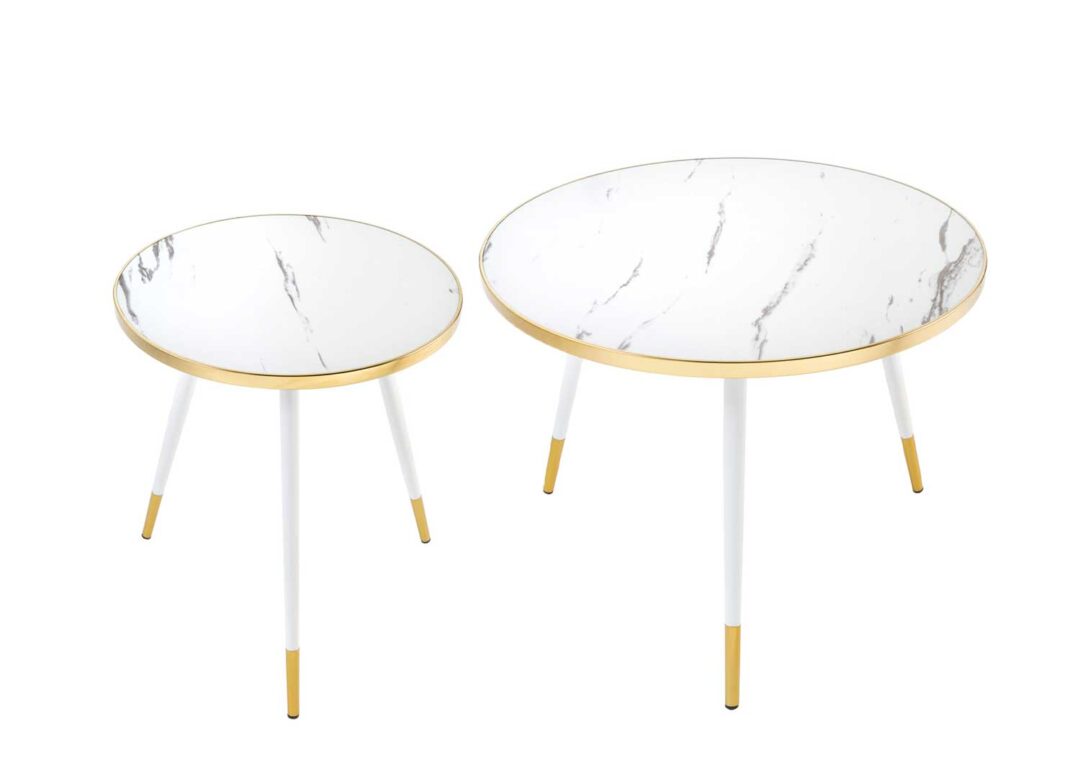 Tables basses gigognes blanches et or