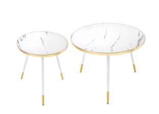 Tables basses gigognes blanches et or