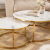 Lot tables de salon blanc et or