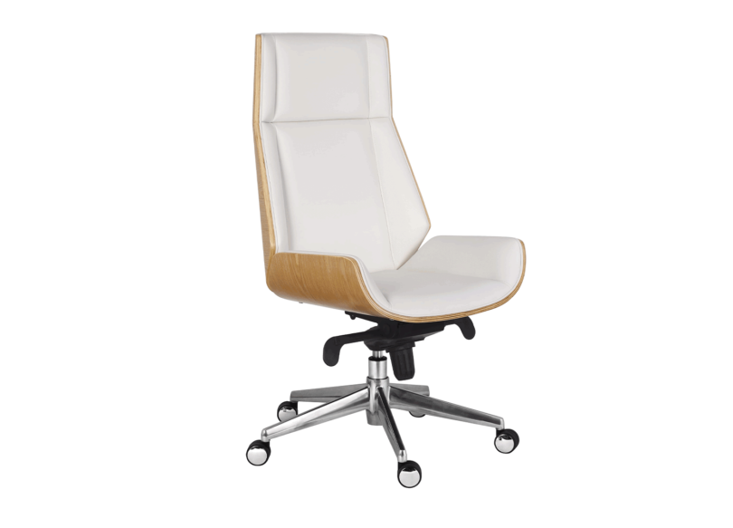 Fauteuil de bureau blanc et bois