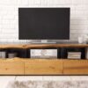 Meuble de télé en bois massif et gris mat