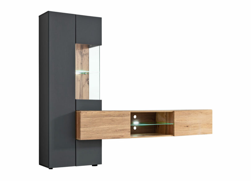 Meuble tv suspendu bois et anthracite moderne