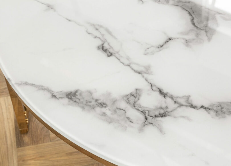 Plateau effet marbre blanc design