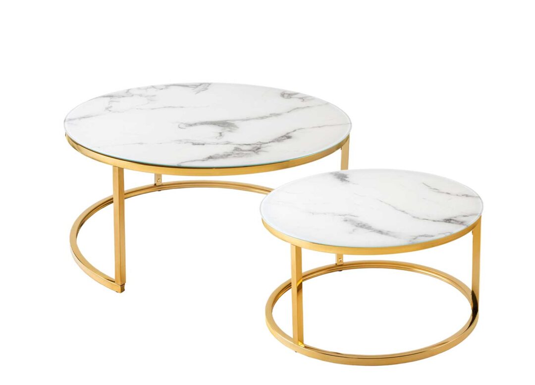 Tables basses blanches et doré