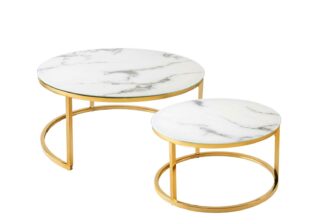 Tables basses blanches et doré