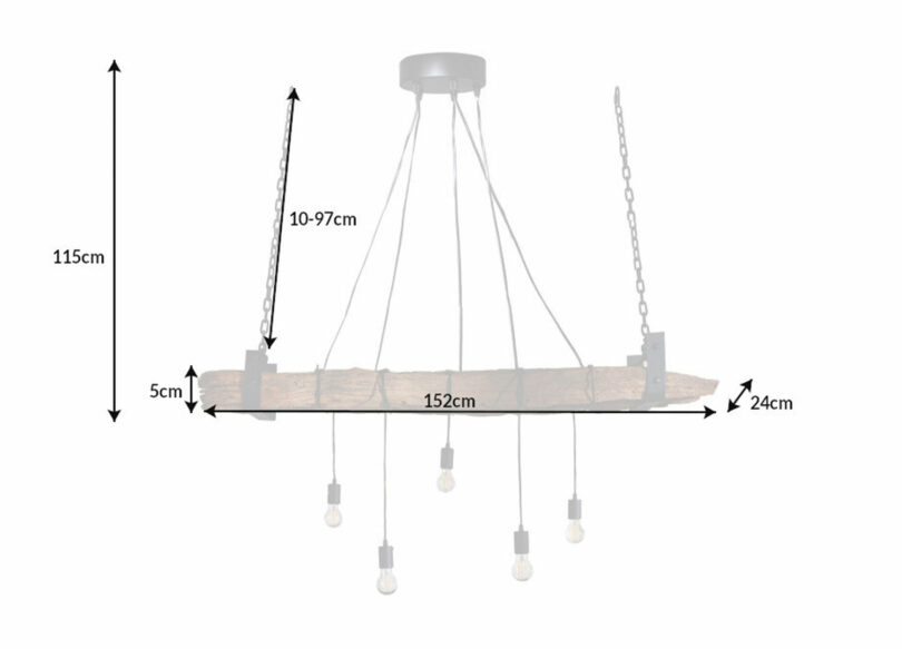 Dimensions de la poutre en bois du luminaire