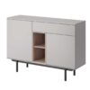 buffet moderne 125 cm pas cher gris clair et bois