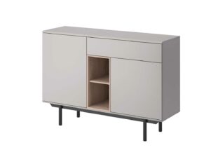 buffet moderne 125 cm pas cher gris clair et bois
