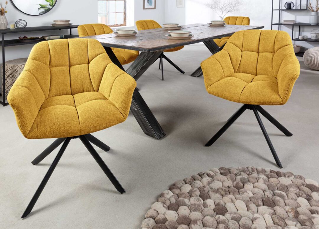 chaise de salle à manger jaune moutarde