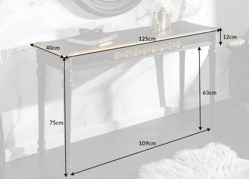 dimensions de la console glamour