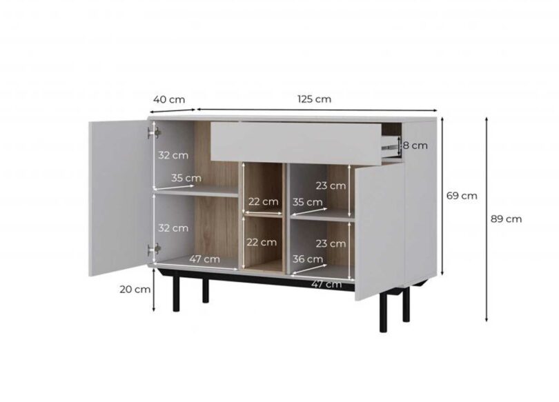 dimensions du buffet de 125 cm