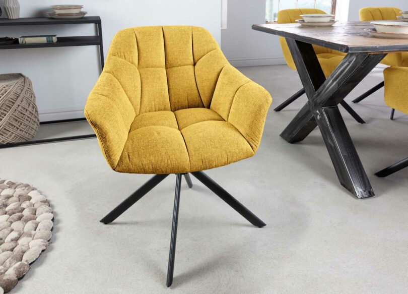 ensemble 2 chaises moderne en tissu jaune